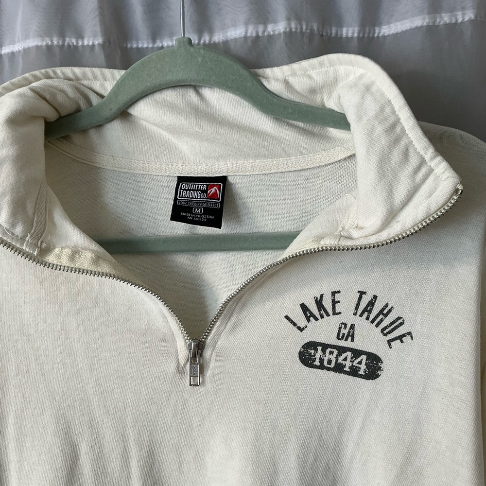 Lake Tahoe California 1844 Cream Quarter-Zip Pullover with Lake Tahoe logo - Picture 2 of 3